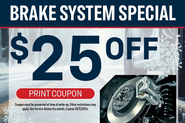 $25 Off Brake System Special