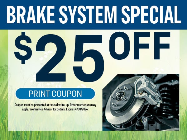 $25 Off Brake System Special