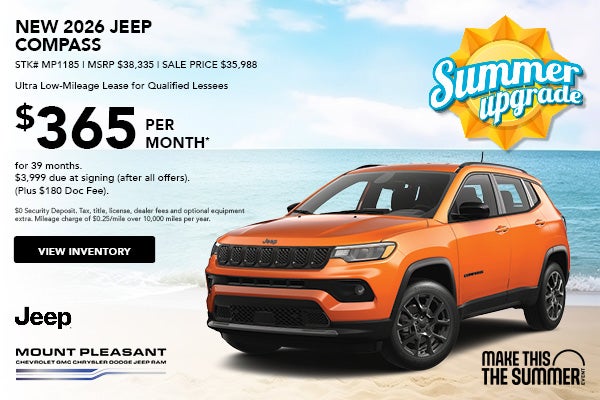 Lease a new 2026 Jeep Compass in Mount Pleasant!